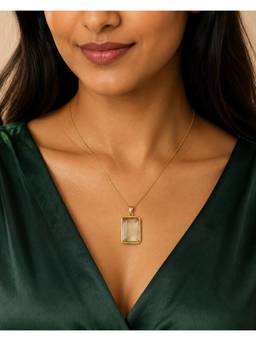 Miora - 925 Sterling Silver Rectangle Citrine Pendant