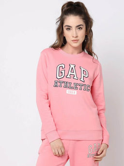 GAP - Womens Round Neck Logo Pink Sweatshirt