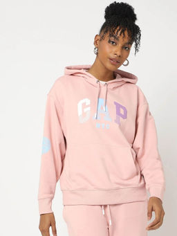 GAP - Womens Hooded Logo Pink Sweatshirt