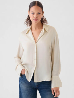 GAP - Womens Solid Spread Collar Shirt