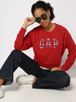 GAP - Womens Round Neck Logo Red Sweatshirt