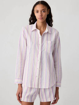 GAP - Womens Striped Spread Collar Shirt