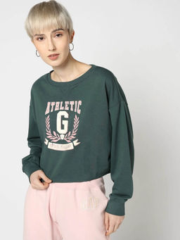 GAP - Womens Round Neck Logo Rama Green Sweatshirt