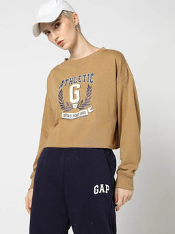 GAP - Womens Logo Round Neck Brown Sweatshirt