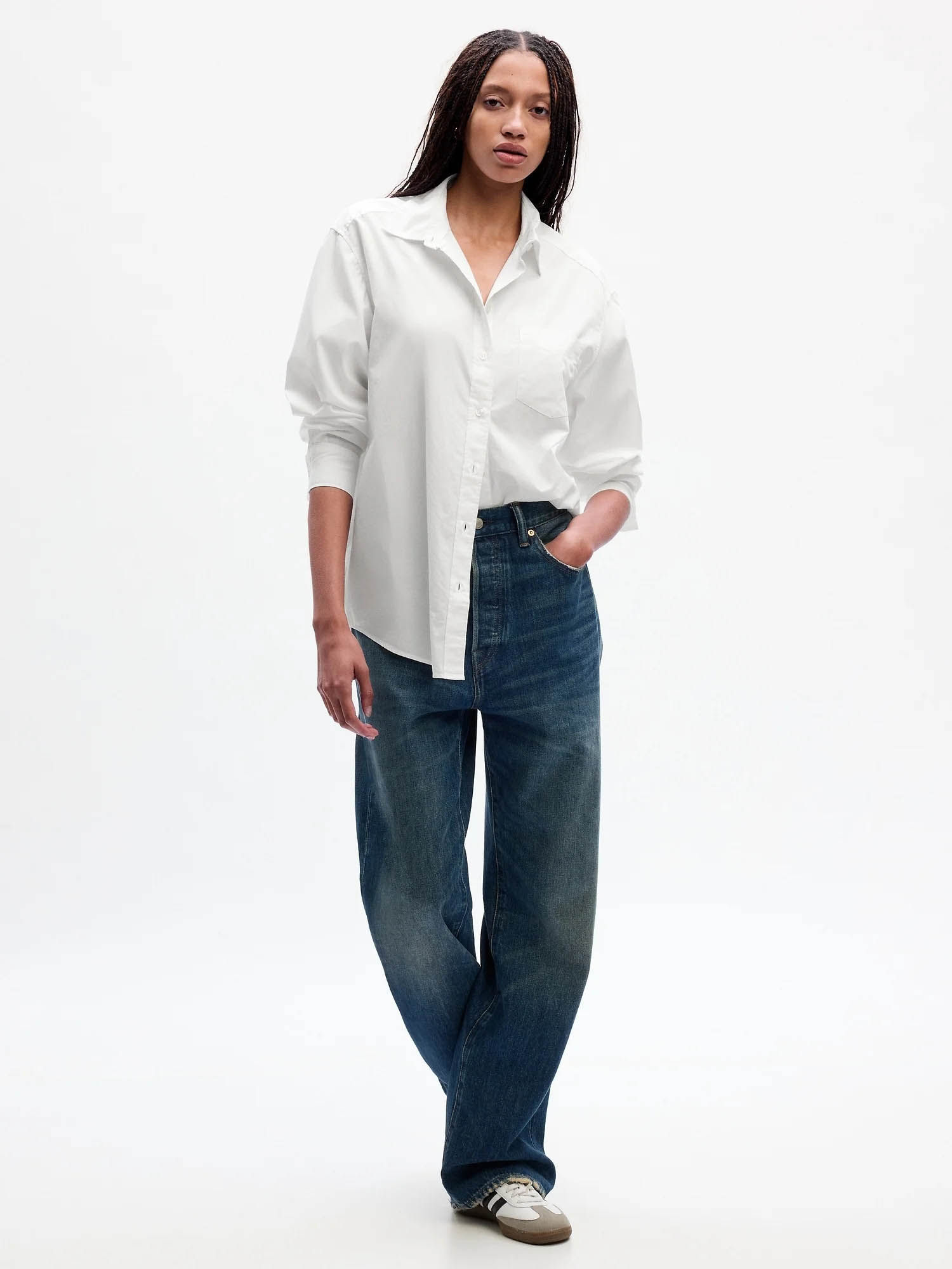 gap Womens Loose Fit Spread Collar White Shirt-picture-15