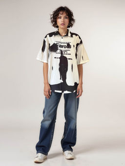 IZF - Oversized Graphic White Shirt for Women