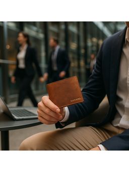 SILVIANO - Hunter Rustic Tan Rfid Protected Genuine Leather Slim Bifold Wallet