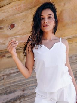 Babli - Powder White Cotton Camisole