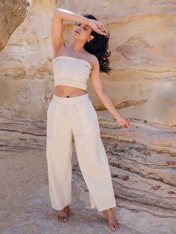 Babli - Khadi Cream Cotton Palazzo