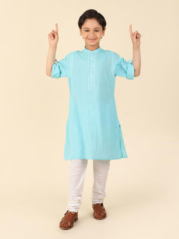 Fabindia - Light Blue Cotton Chikankari Long Kurta