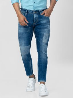 Spykar - Men Mid Blue Cotton Slim Fit Tapered Length Jeans (Kano)