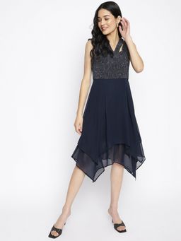 Latin Quarters - Women Blue Solid Sleeveless Sequin Dress