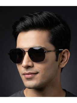 ROYAL SON - Retro Plastic Black Frame Black Lens Square Full Rim Sunglasses- Sg-Rs9090-C1 (58)