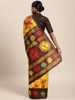 Odette - Silk Blend Yellow Printed Saree with Unstitched Blouse