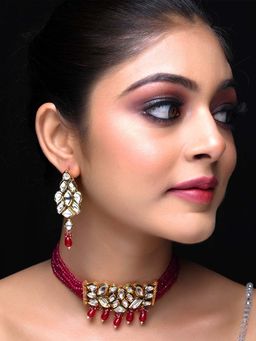 AG'S - Kundan Choker With Ruby Beads