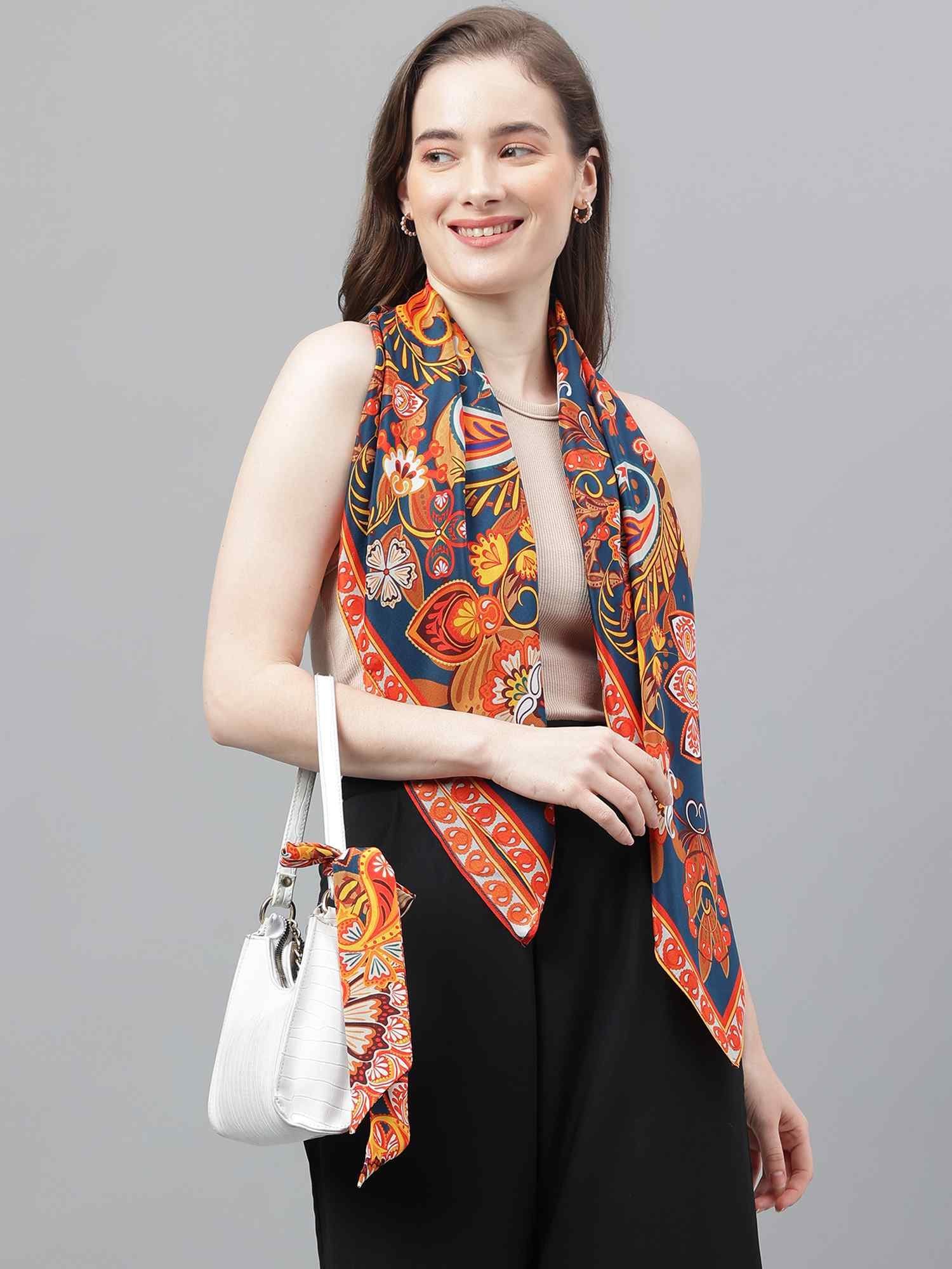 tossido Blue and Orange Paisley Scarf & Bag Scarf-picture-25
