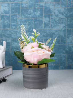 Tayhaa - Grey Rose Artificial Plant with Pot