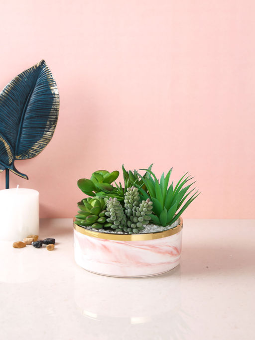 Tayhaa Pink Croton Artificial Plant with Pot