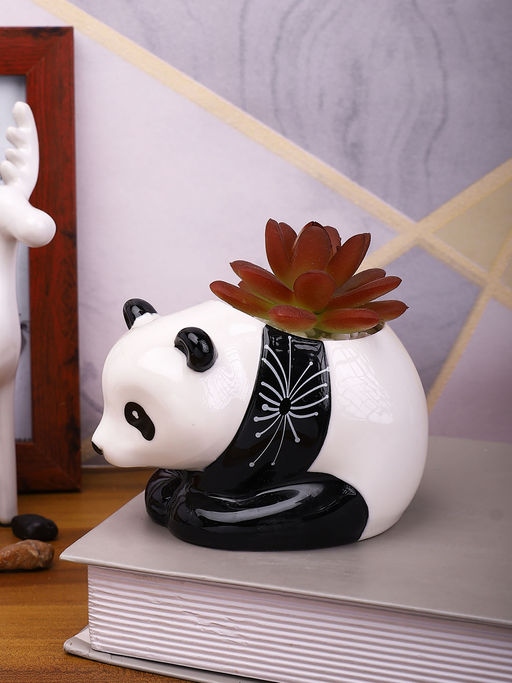 Tayhaa Black Panda Succulent Artificial Plant with Pot