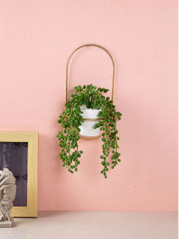 Tayhaa - White Hanging Succulent Artificial Plant with Pot