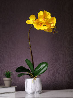 Tayhaa - Yellow Orchid Artificial Plant with Pot