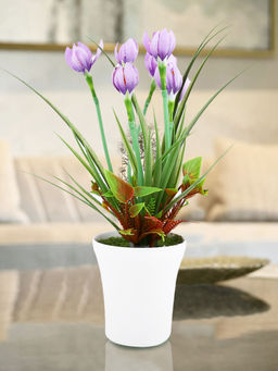 Tayhaa - Purple Tulip Artificial Plant with Pot