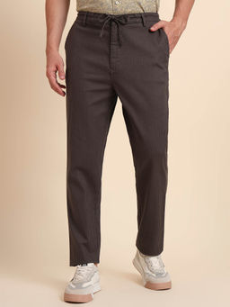 JadeBlue - Grey Striped Cotton Stretch Track Pant