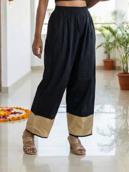 Zuri - Women's Cotton Solid Black Pant
