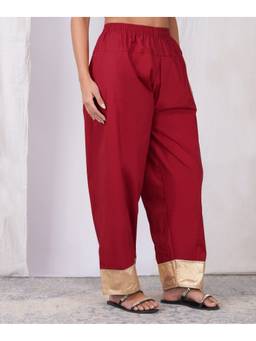 Zuri - Women's Cotton Solid Red Pant