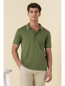 Allen Solly - Men Green Solid Polo T-Shirt