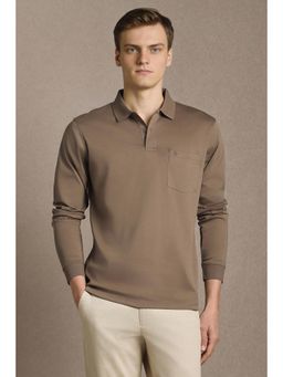 Louis Philippe - Men Brown Solid Polo T-Shirt