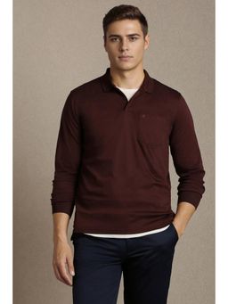 Louis Philippe - Men Maroon Solid Polo T-Shirt