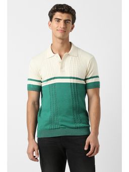 Peter England - Men Green Colorblock Polo T-Shirt