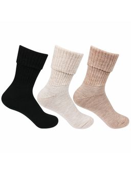 Bonjour - Womens Multicolored Woolen Socks -Pack of 3