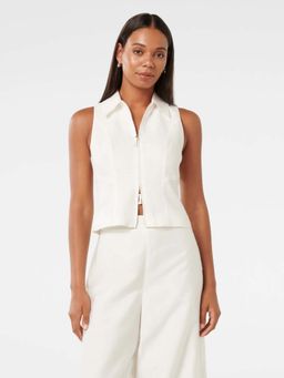 Forever New - White Felicity Zip Front Top