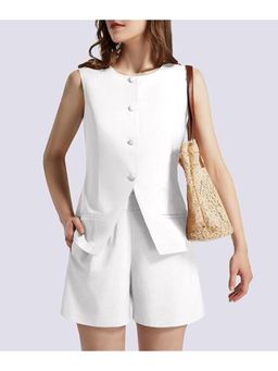 MISS MOSA BY AKANKSHA - Women Aderyn Statement Polycotton Vest with Shorts - White
