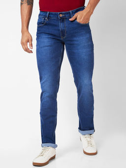 Spykar - Mid Rise Regular Fit Blue Jeans for Men