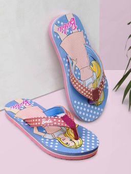 Kidsville - Girls Barbie Printed Pink Soft Cushion Flipflops