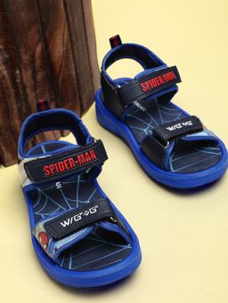 Kidsville - Boys Blue Classic Spiderman Print Velcro Sandals