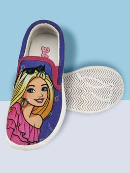 Kidsville - Girls Barbie Printed Navy Blue Canvas Shoes