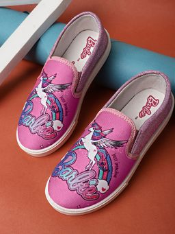 Kidsville - Girls Barbie Printed Pink Canvas Shoes