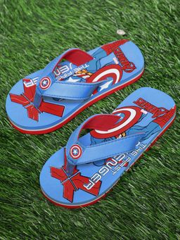 Kidsville - Boys Captain America Printed Blue Soft Cushion Flipflops