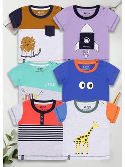 3PIN - Pure Cotton Round Neck Printed Infant T-Shirts (Pack of 6)