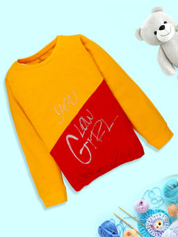 KiddoPanti - Girls Glow Girl Print Cut & Sew Full Sleeves T-Shirt