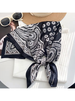 CrossKulture - Women Black Printed Brocade Square Scarf