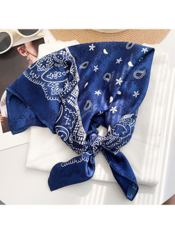 CrossKulture - Women Blue Paisley Brocade Square Scarf