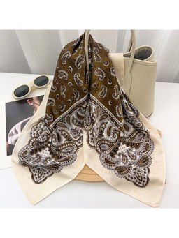 CrossKulture - Women Olive Paisley Brocade Square Scarf