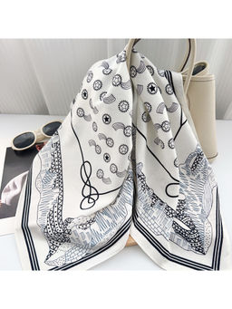 CrossKulture - Women White Printed Brocade Square Scarf
