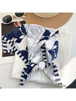 CrossKulture - Women White Floral Brocade Square Scarf