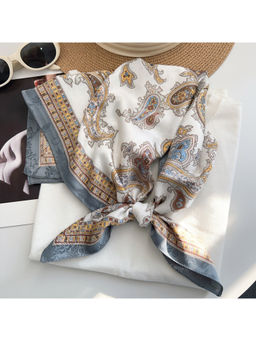 CrossKulture - Women White Paisley Brocade Square Scarf